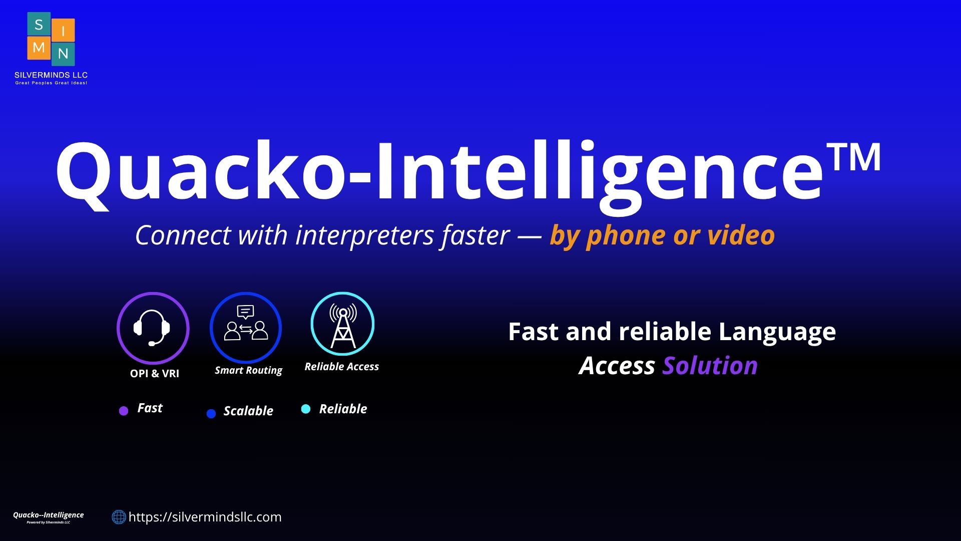 Silverminds LLC Introduces Quacko-Intelligence™, a Proprietary Language Access Platform for OPI and VRI
